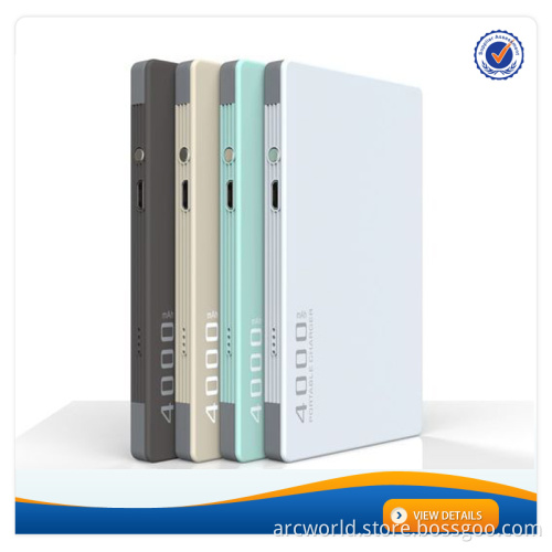 AWC621 For Iphone with 2 cables logo 4000mah thin polymer powerbank portable power bank 3800mah